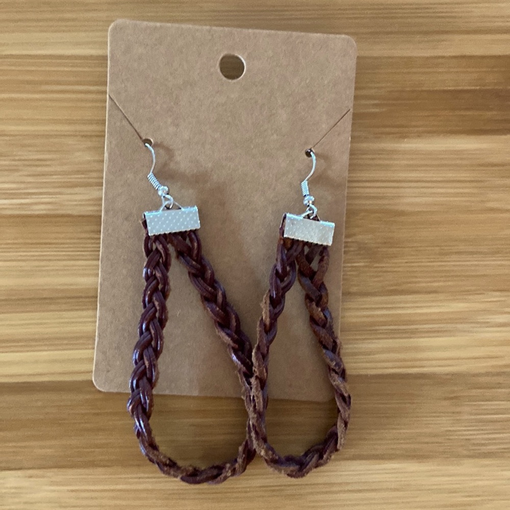*3 for $20* Braided Leather Hoops